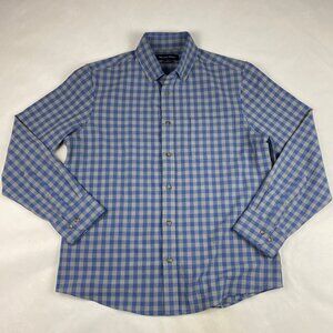 Mizzen Main Button Up Shirt Men's Size Large Trim Fit Plaid Blue Gray - Flaw